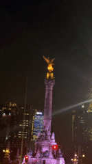 Angel of Independence Monument Glows Purple in Mexico City