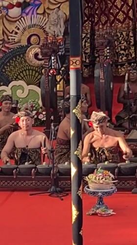 Gamelan ensemble performs traditional Balinese music in Denpasar