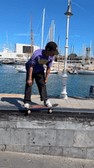 Skateboarding and tourism scenes documented across Barcelona waterfront areas