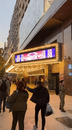 Evening documentation of Tango Porteño theater district in Buenos Aires