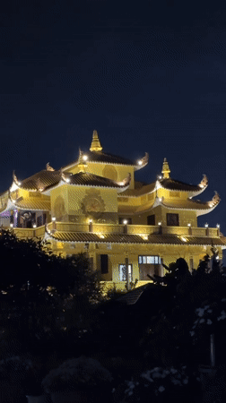 Nighttime scenes captured around illuminated Xuan Huong Lake, Da Lat