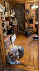 Theatrical performances staged in wooden room in Moscow
