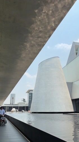 Morning scenes documented at modern Bangkok architectural complex