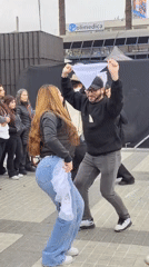 Dancing and clapping outside Polimedica in Puente Alto