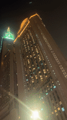 Busy night streets near Mecca's Clock Tower
