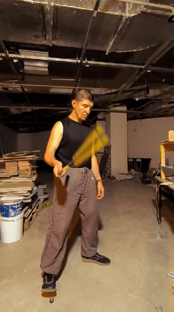 Nunchaku and juggling practice in a Qarağandı construction site