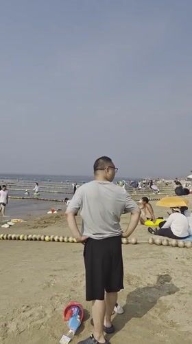 Crowded summer beach day at Beidaihe, Qinhuangdao