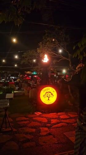 Evening dining scene captured at Denpasar restaurant