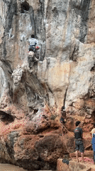 Rock climbing on the limestone cliffs near Ao Nang