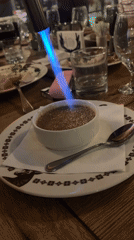 Diner documents meal at ornate Sofia restaurant Chinar