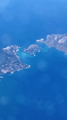 Aircraft passenger documents Mediterranean coastal views from Sofia
