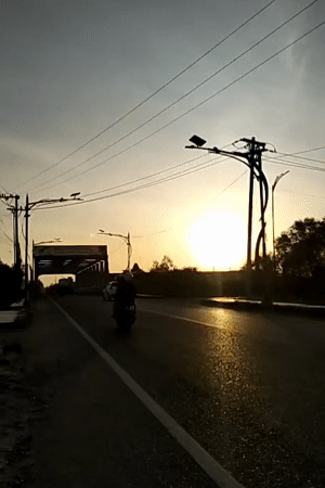 Evening street scenes captured in Lhokseumawe, Indonesia