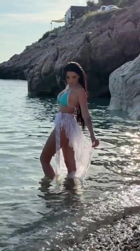 Woman enjoys beach day at Montenegro's Kamenovo coast