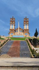 Vietnamese temple complex with golden Buddha statue documented across locations