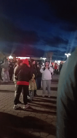 Evening crowd gathers in Irbit, Russia on May 9