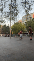 Evening street life and skateboarding in Barcelona squares