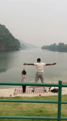 Morning yoga and boats at Fewa Lake, Pokhara