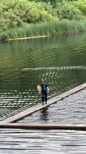 Wake park session on the Volga River in Nizhny Novgorod