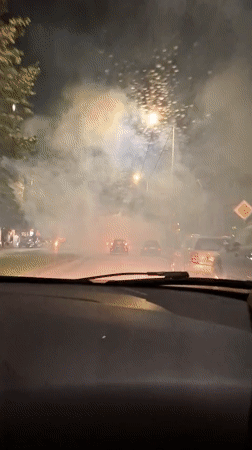 Dense smoke blocks road visibility in Pleven, Bulgaria
