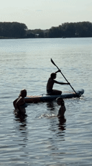 Locals cooling off in the water in Engels, Russia