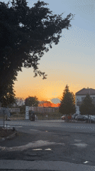 Sunset stop at a Sredets gas station with a photogenic sky