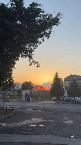 Sunset stop at a Sredets gas station with a photogenic sky