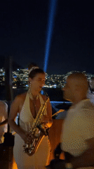 Saxophone and DJ share a stage at a Bodrum night event