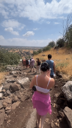 Hiking and drone flying at a Golan Heights waterfall gorge