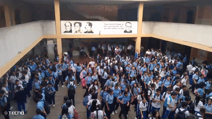 Students gather for educational activities at Tinaquillo school