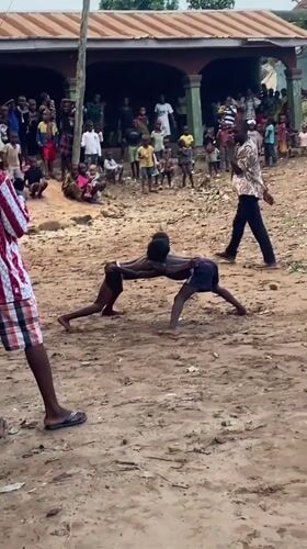 Traditional wrestling and dancing draws crowds in Nigerian villages