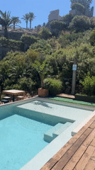 Infinity pool scene captured in Spanish coastal town