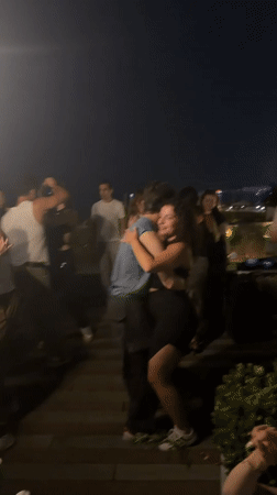 Nighttime dancing at an outdoor venue in Baku