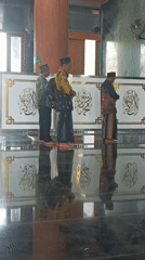 Midday prayers underway at a mosque in Rengel, Indonesia