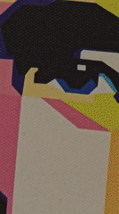 Pop art geometric portrait of man captured on video