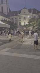 Twilight settles over a historic square in Brno