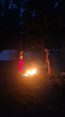 Late summer campfire night outside Noviy, Russia