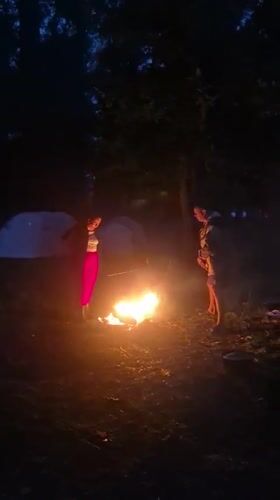Late summer campfire night outside Noviy, Russia