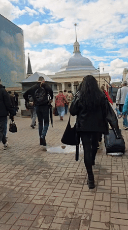 Early morning pedestrian activity observed across central Moscow squares