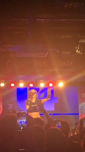 Female singer performs to crowd in Vienna