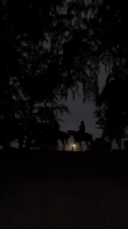 Horseback rider spotted in nighttime scene in Thailand