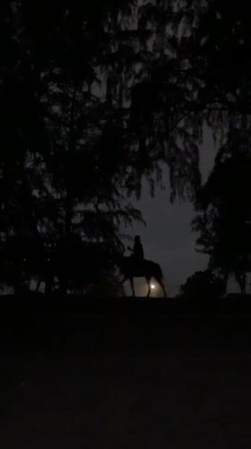 Horseback rider spotted in nighttime scene in Thailand