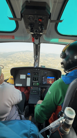 Helicopter cockpit flight documented near Changunarayan, Nepal