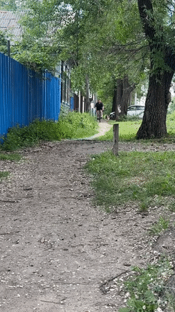 Bike ride through Blagoveshchensk backstreets with a dog in tow