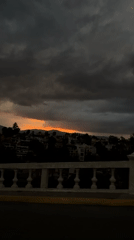 Dawn sky displays orange streaks over Mexico City