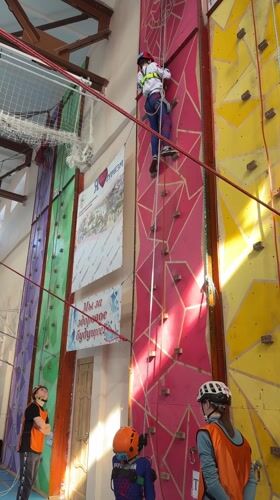 Youth climbing activity observed at Berezniki indoor facility