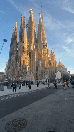 Sagrada Familia construction continues in Barcelona's golden hour
