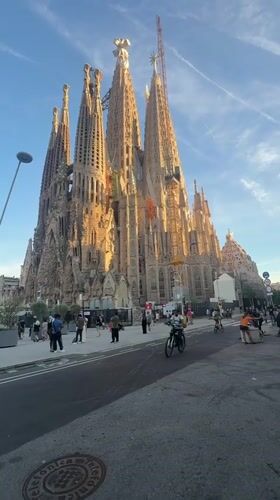 Sagrada Familia construction continues in Barcelona's golden hour