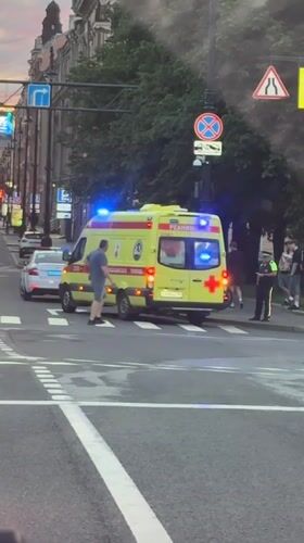 Ambulance and police respond at Saint Petersburg crosswalk