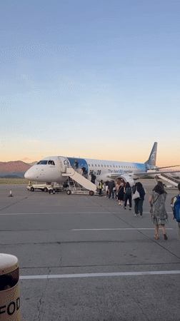Evening flight departure from Podgorica Airport, Montenegro