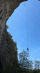 Adventure tourist explores caves, ziplines through Karlukovo rock formations